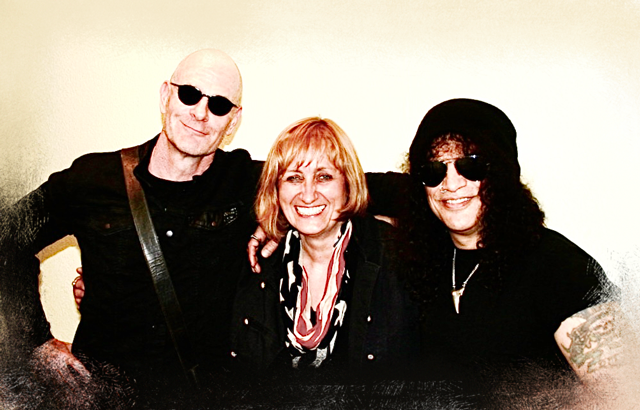 Andrea Faustmann mit Sebastian Kr&uuml;ger und Slash  